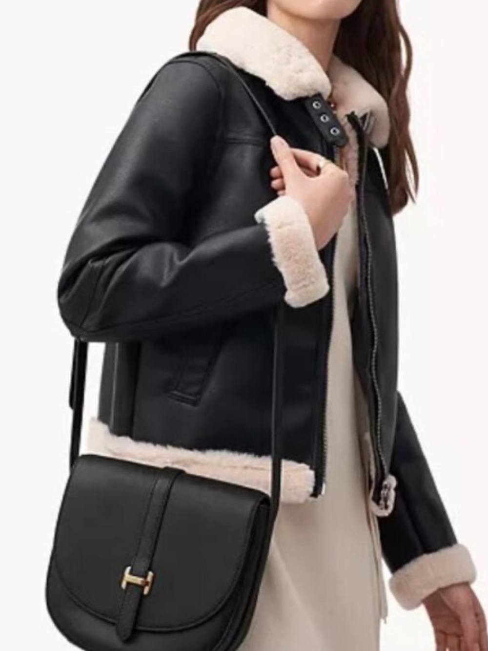 Fossil SHB3161001 Women's Black Pebble Emery Leather Crossbody Bag $195